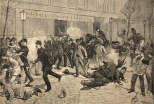 Nepokoje v Clichy, Francie, z „Le Petit Parisien“, 1. května 1891